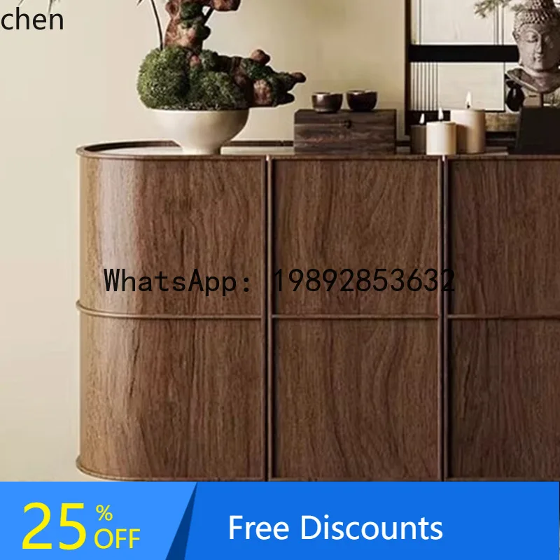 

CC Entryway Solid Wood Cabinet Luxury Rock Board Sideboard Storage Cabinet Wall-Mounted Decorative Cabinet