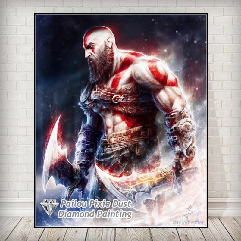 God Of War Ragnarok 5d AB Diamond Painting Kits Greek Mythology Kratos Art Mosaic Cross Stitch Handcraft Room Decor Gift