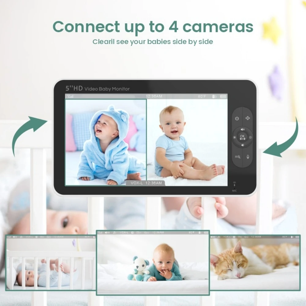 Imagem -04 - Baby Monitor de Vídeo sem Fio Áudio Bidirecional Visão Noturna Câmera Ptz Interna 2.4g Wifi Mãe e Filhos 5