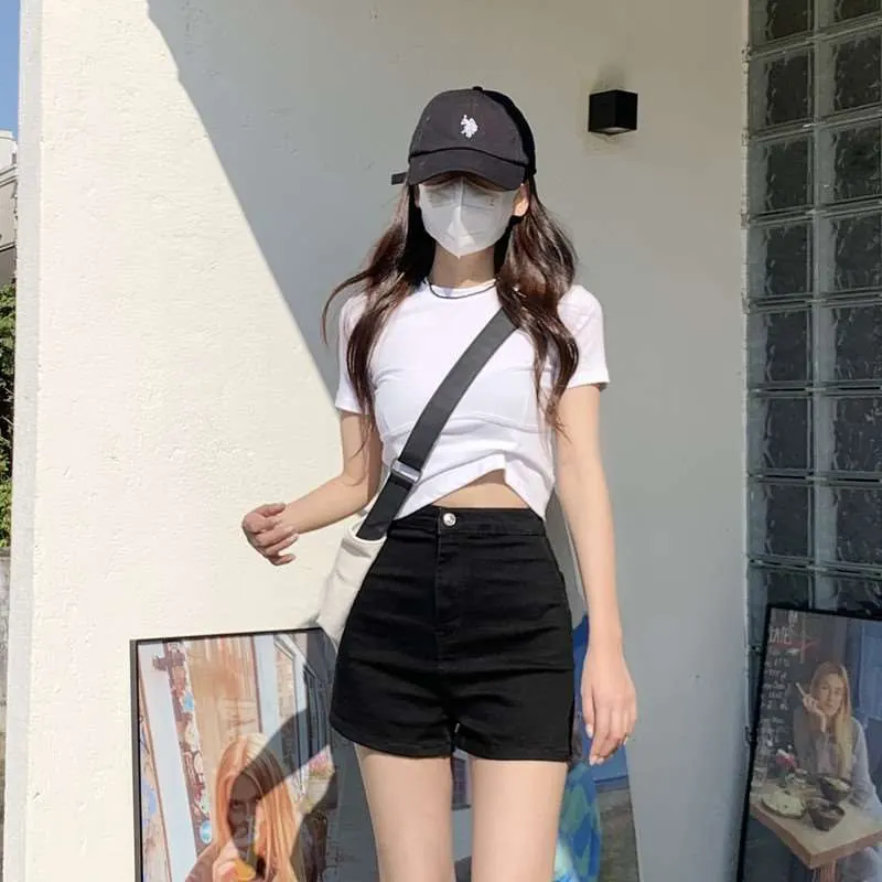 

High Waist Stretch Denim orts Women's Autumn New Slimfit S Cleanfit Sle Bleach Waed PU Fabric Medium Elastici