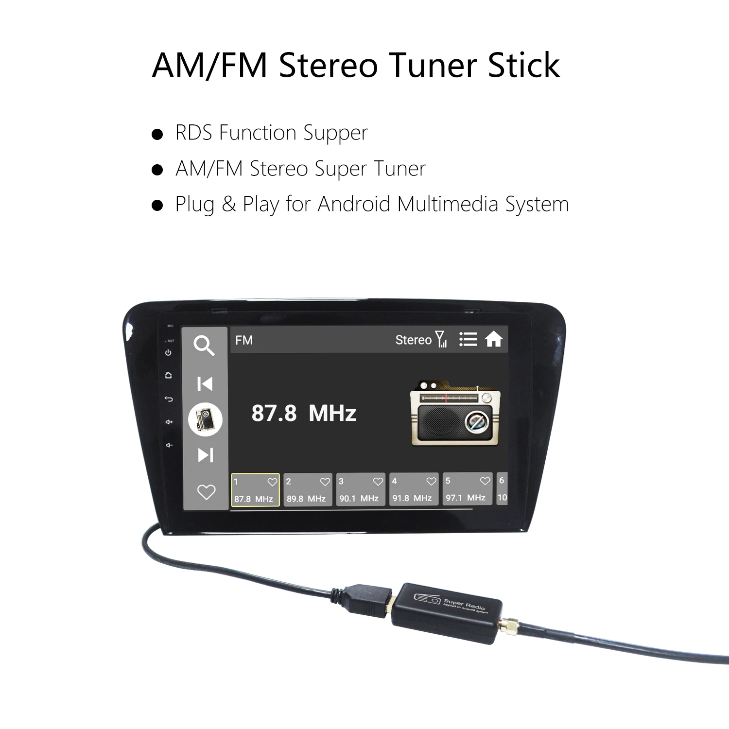 Super Radio AM/FM Stereo Receiver Stick high sensitivity Applied to Android System Home or Car