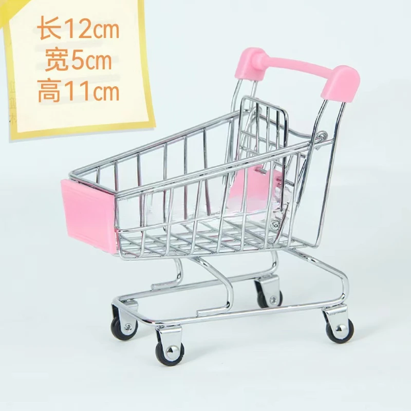 1:48 Mini Supermarket Shopping Trolley Cart Desktop Model Children's Toys Home Decoration Miniature