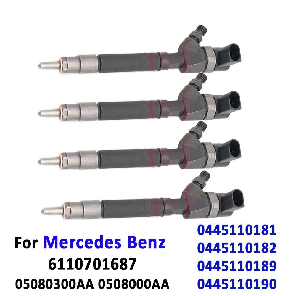 4PCS Auto 0445110182 Diesel Injector 0445110181 0986435053 Fuel Nozzle A6120700487 0445110190 For Mercedes Sprinter 0445110189