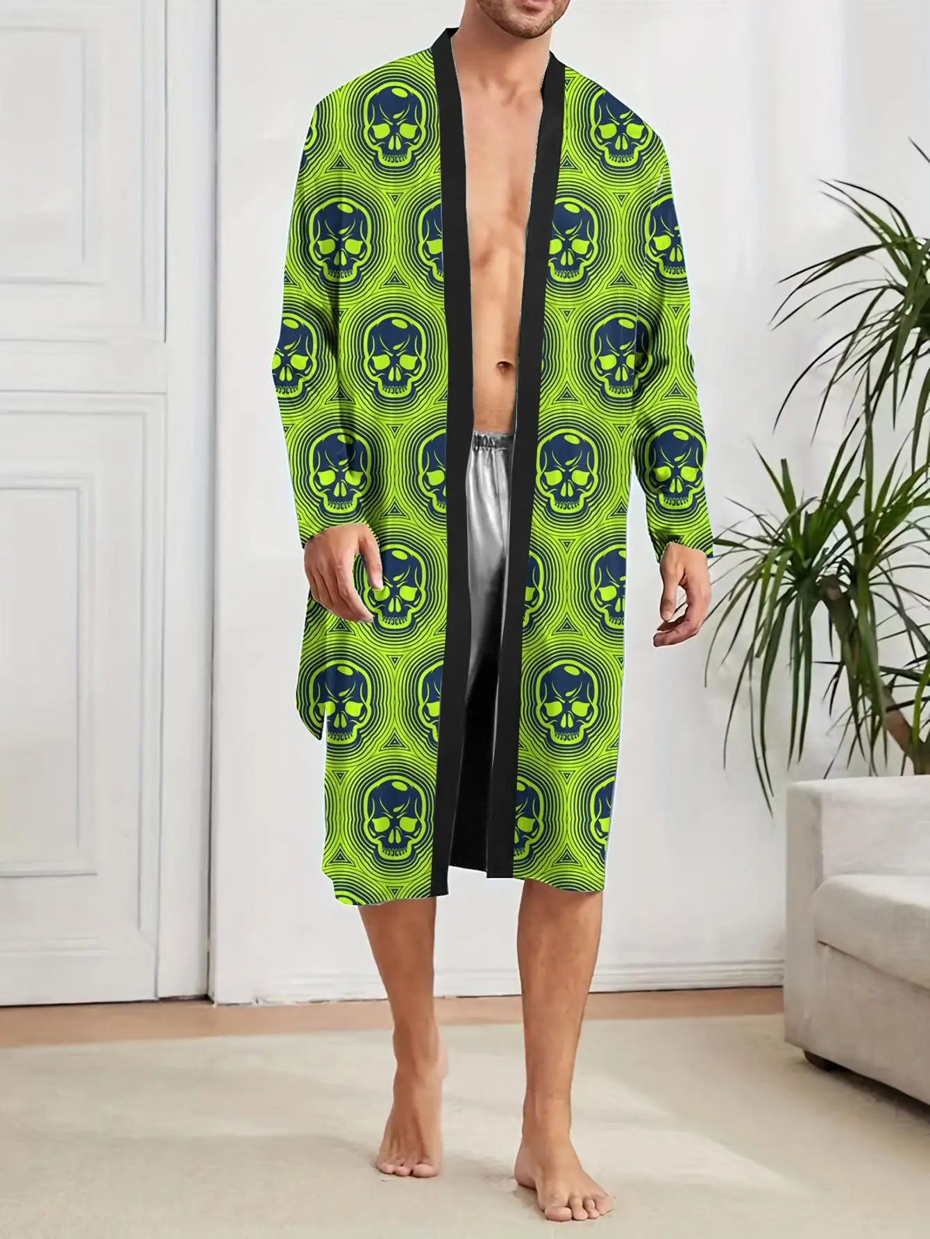 1pcs Men's Robes 2026 Spring/Summer Graphic sleepwear Sleepwear Bathrobe 3D Printed dressing gown Breathable Funny pajamas