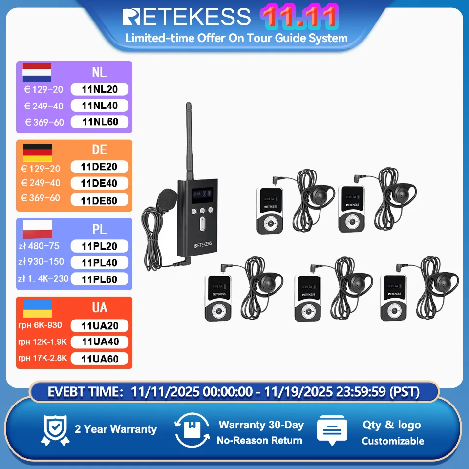 

Система аудиогида Retekess T130S, передатчик, беспроводная система экскурсогида для обучения, музеев, встреч, фабрики umпух хадж