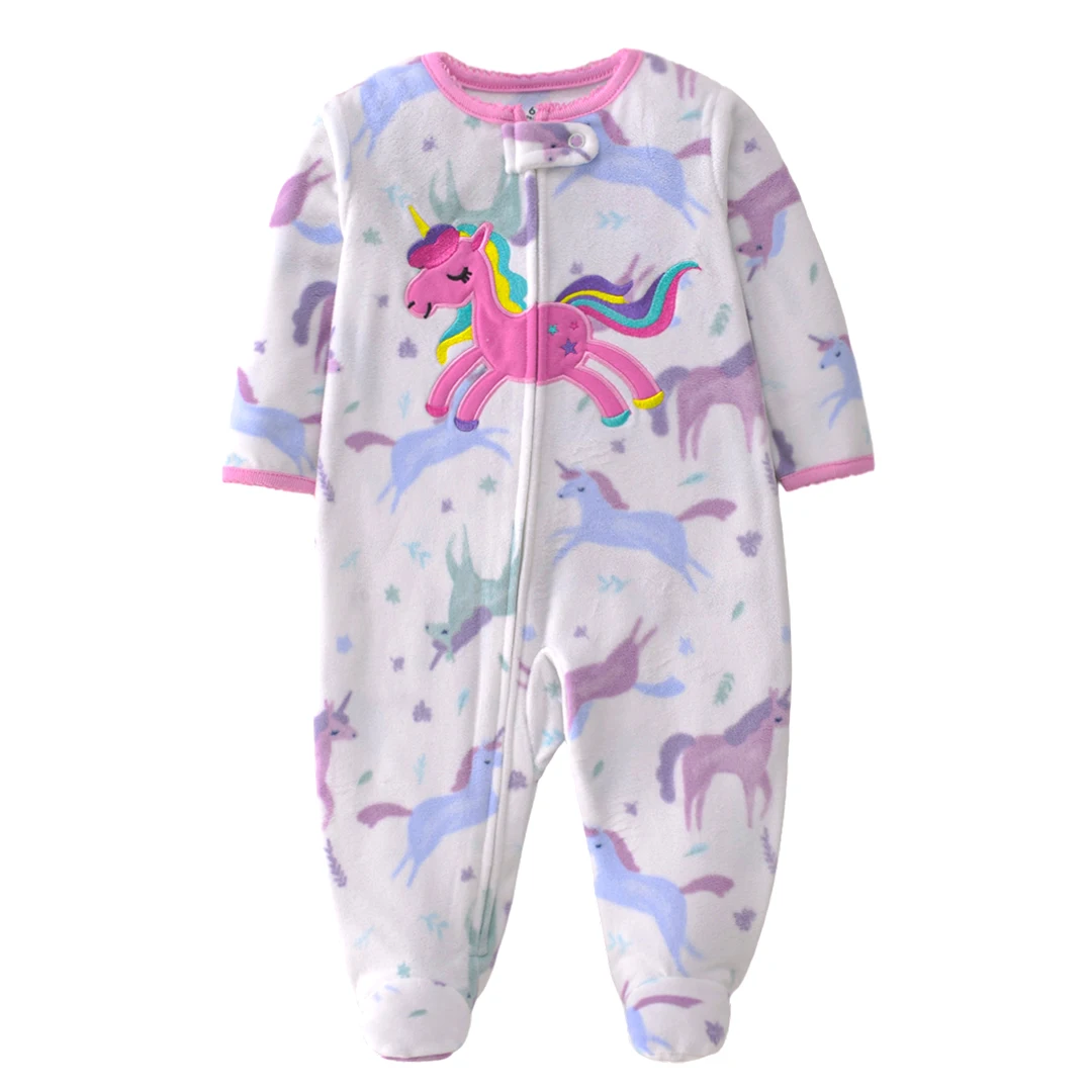 2026 Baby Spring Fleece Romper Animal Unicorn Outfit Clothes For 0-12M Jumpsuit Newborn Toddler Zipper Baby Boys Clothes
