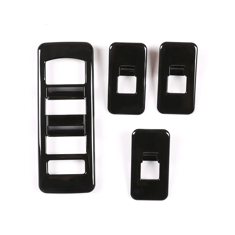 For Land Rover Discovery 5 L462 2017-2021 Door Switch Button Cover 4PCS Bright Black ABS Window Lift Switch Button Cover Trim