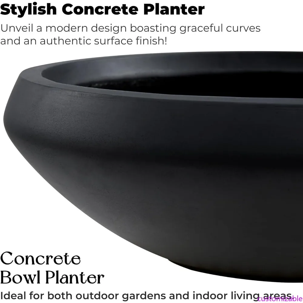 

Large Diameter Planter Bowl, 23.3 Wide x 8 Tall with Drainage Hole, Ideal for Succulents, Herbs, Bonsai, and Shallow-rooted Plan