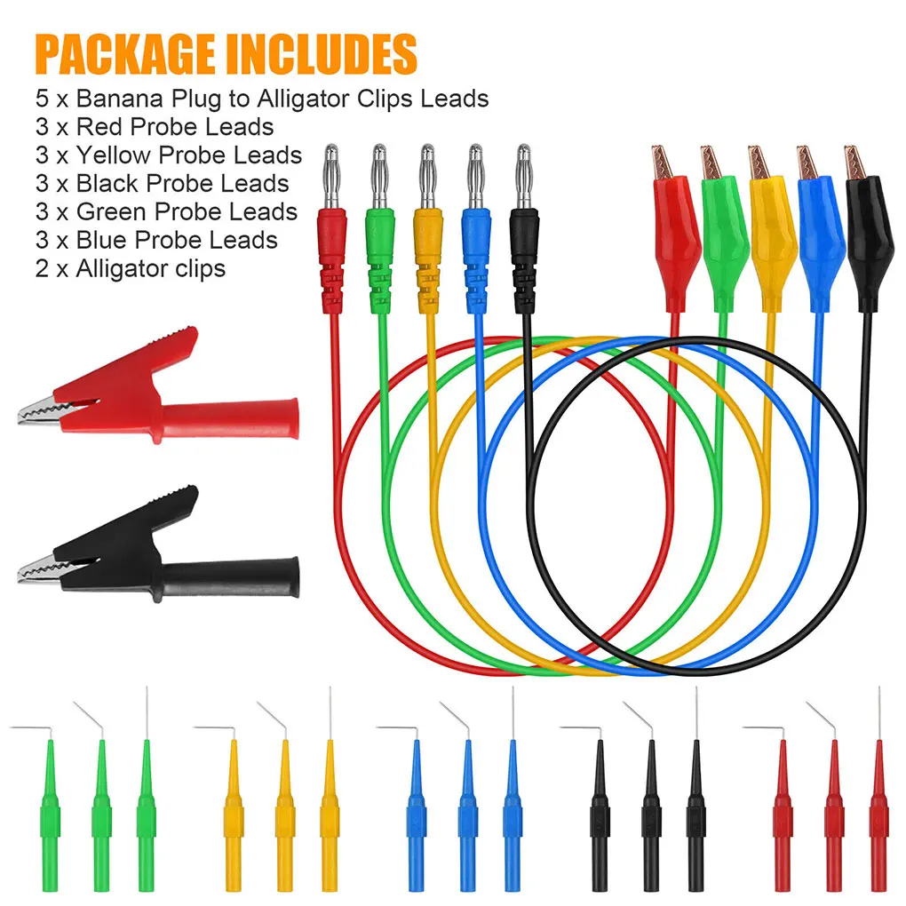 SG Test Tool Durable 22Pcs Identified Probe Pin Wires Versatile And Complete 22Pack Back Probe Kit
