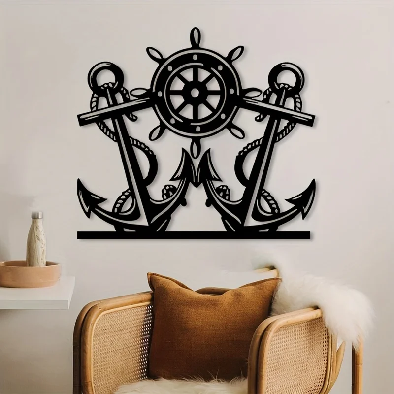 CIFBUY Iron Art Wall Decor Metal Nautical Anchor Vintage Hanging Sculpture For Home Patio Living Room Wall Art Gift