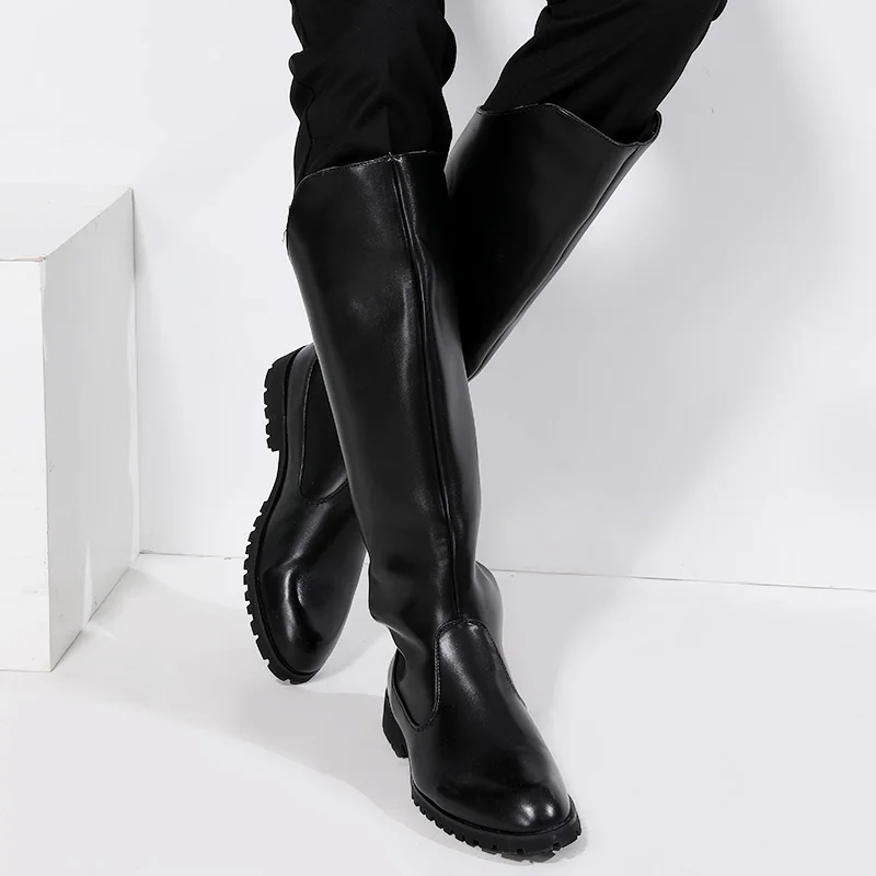 men luxury fashion high knight boots original leather shoes stage nightclub dresses long cowboy boot motorcycle botas masculinas - view 2