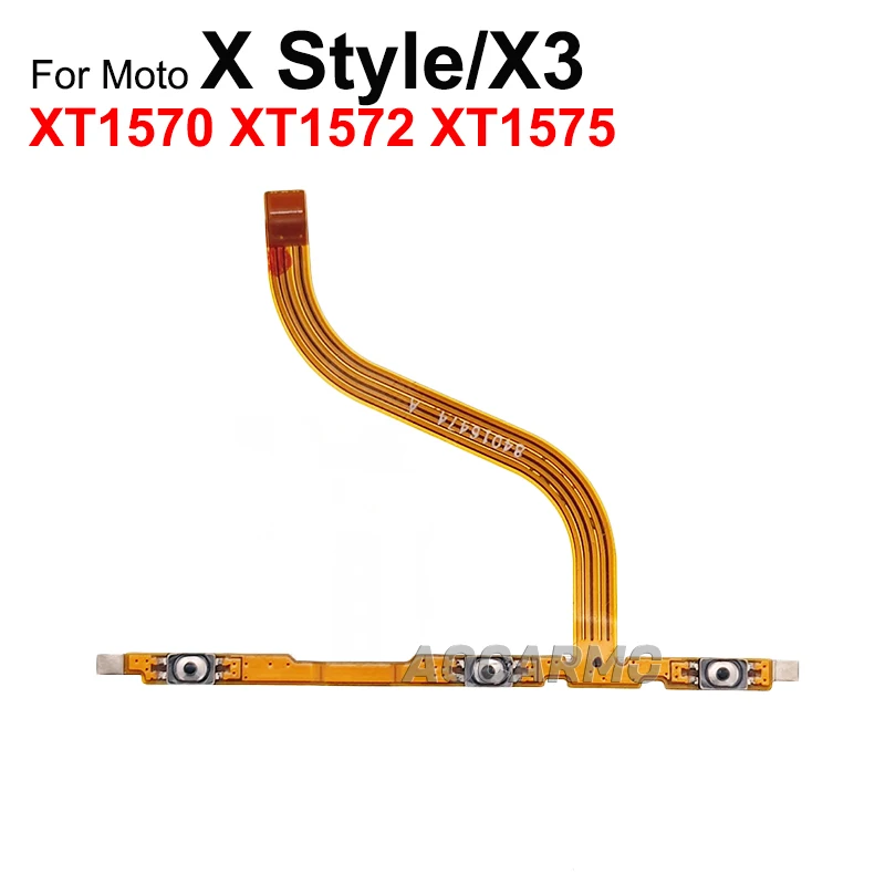 Aocarmo For Motorola Moto X3 X Style XT1570 XT1572 XT1575 Power On/Off Volume Up/Down Button Flex Cable Replacement Parts