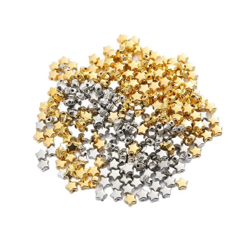 400PCS 6MM Star Gold/Silver Plated CCB Spacer Loose Beads DIY kit Box For Bracelet Necklace Earrings Jewelry Making Accessories