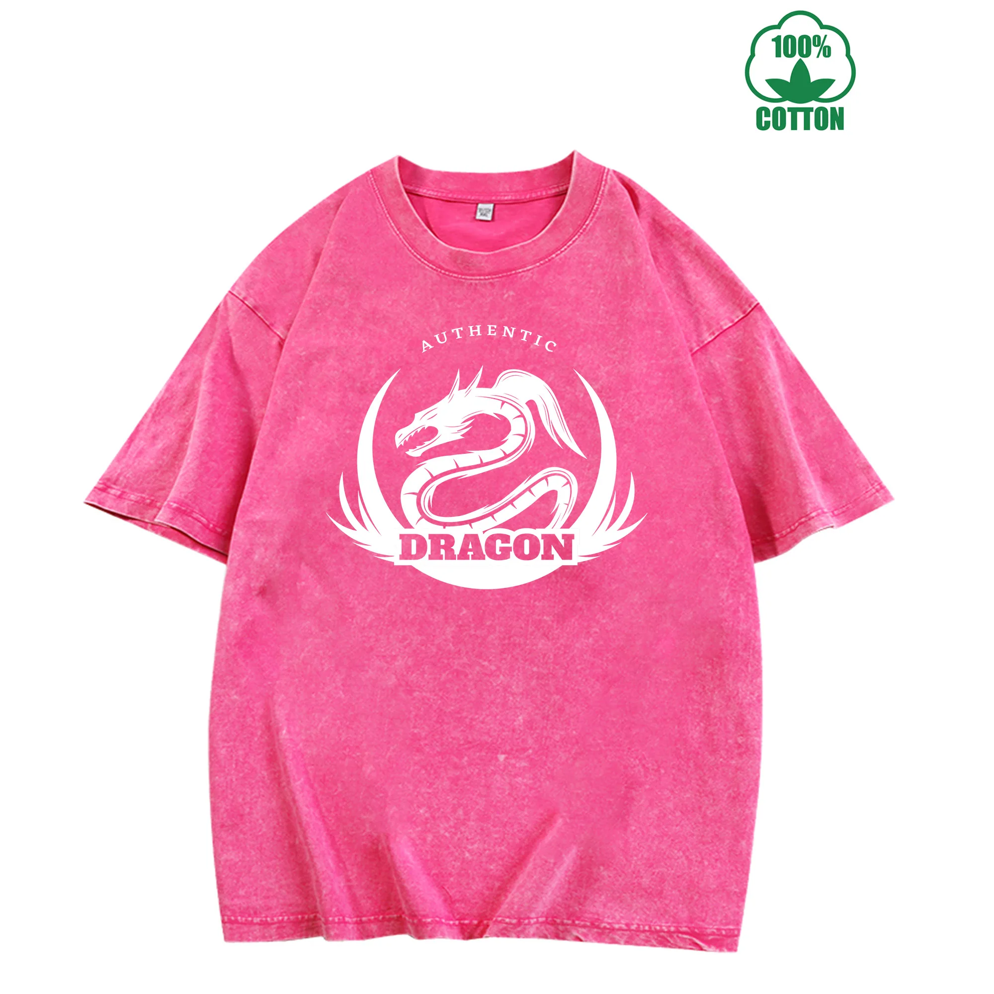 تي شيرت Dragon Vintage الأصلي المغسول 230 جرام 100% قطن مريح كبير الحجم ملابس الشارع للجنسين #3