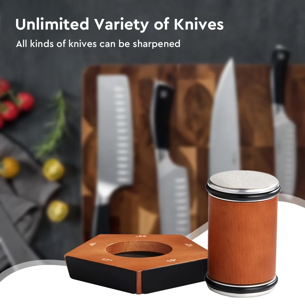 Aiguiseur de couteaux à 5 angles 12/15/18/20/22 °   Aiguiseurs de couteaux à base magnétique, accessoire en bois, grain diamanté 240-10000 #   Cuisine