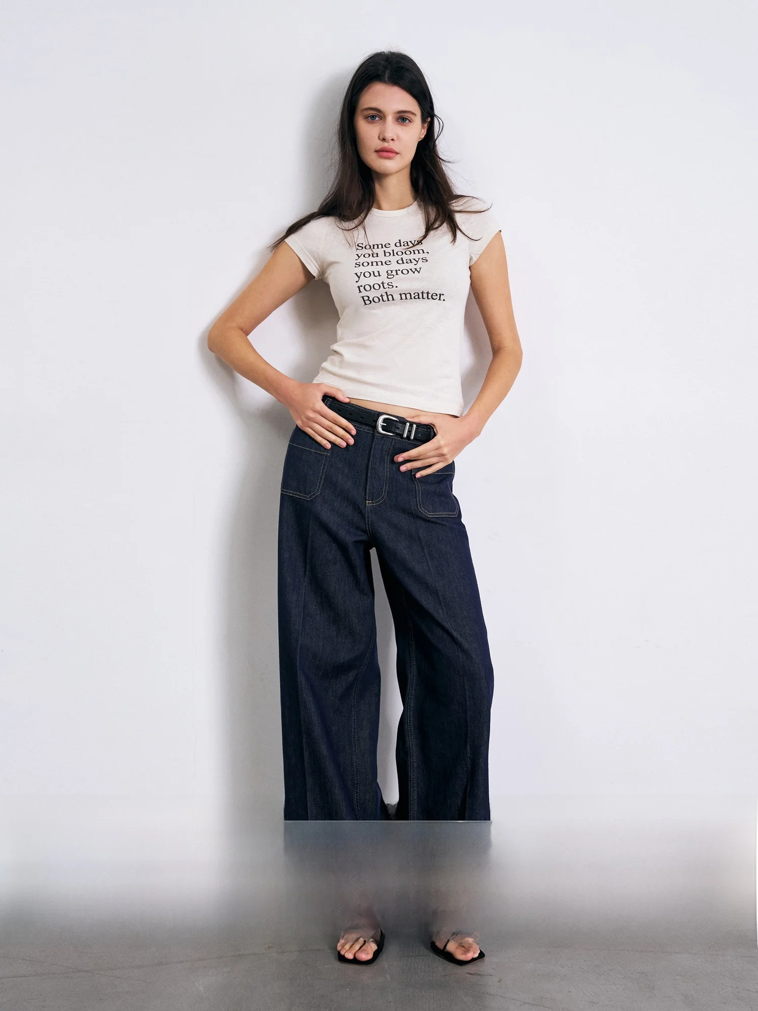 

High Waist Straight Leg Wide Leg Cotton Denim Jeans Damostudio Silhouette Sle Women's Premium Faion Spring Collection