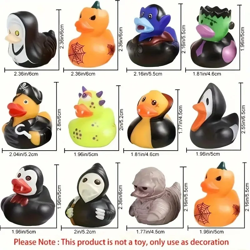 8-12PCS Adorable Rubber Duck Decorations for Party, Aquarium, Halloween & Pool - Cute Bathtub Swim Bathing Accessories