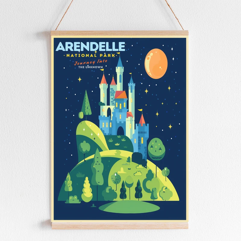 لوحة فنية مستوحاة من الحديقة الوطنية من ديزني أرينديل، جمجمة روك، هاكونا ماتاتا، كورونا والجنة شلالات قماشية ديكور المنزل