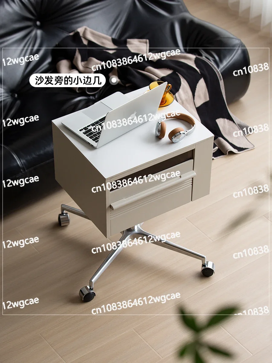 Modern simple lifting rotating bedside table mobile rock slab coffee table vinyl record projector rack sofa side table