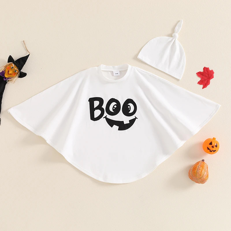 Kids Toddler Boy Girl Halloween Costumes Boo Ghost Cape White Hooded Cloak Poncho Boys Girls Costume Cosplay Outfit