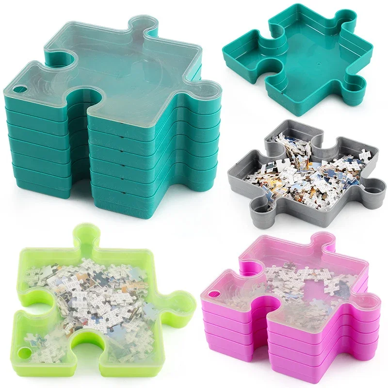 6Pcs Stackable Puzzle Sorting Trays Puzzle Set Shaped Trays,  Jigsaw Pieces Must-Have Saver Kit for Puzzle Lovers