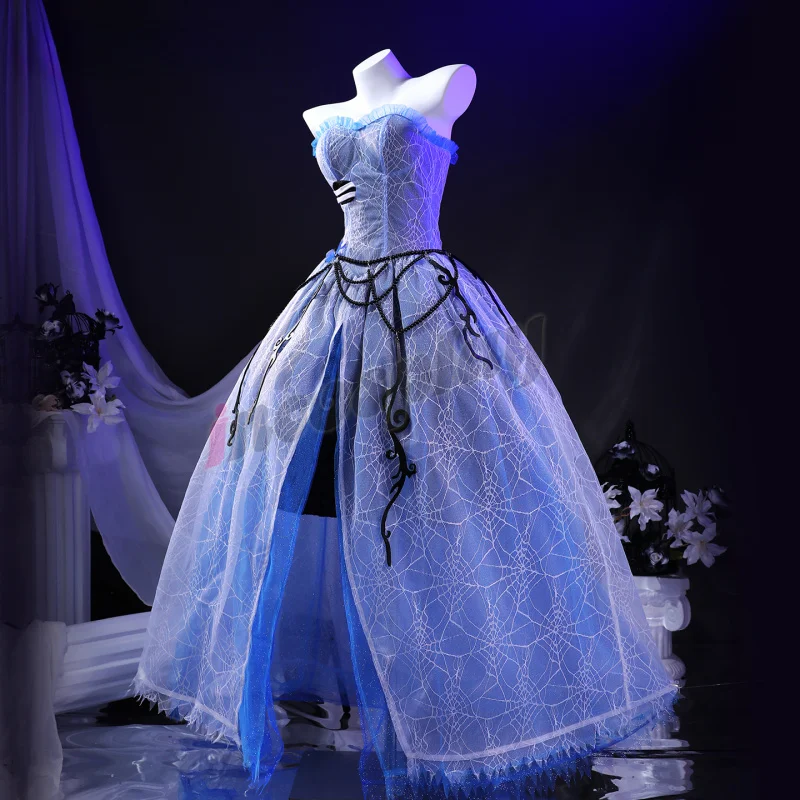 

Corpse Victoria Everglot Невеста Косплей Костюм 2025 Новое женское свадебное платье Длинный головной убор Опора Хэллоуин Everglot Комплект невесты