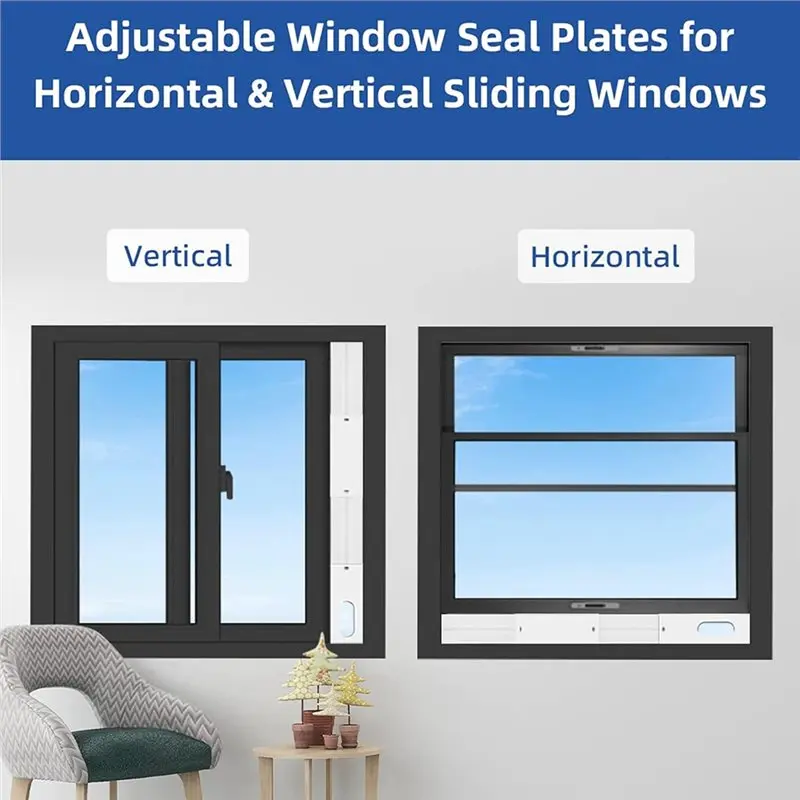 (AT52) Portable Air Conditioner Window Kit,2-in-1 Universal Window Seal,Mobile A/C Window Vent Seal Kit