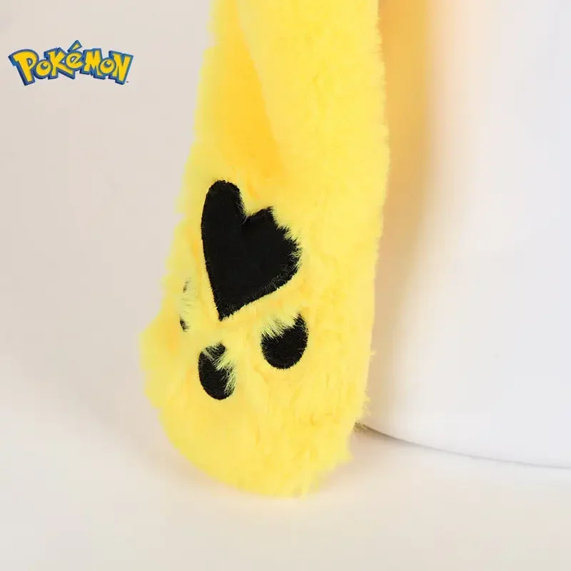 Sombrero de peluche de Pikachu para niños y niñas, muñeco de peluche con orejas de conejo, dibujos animados, parpadeante, movible