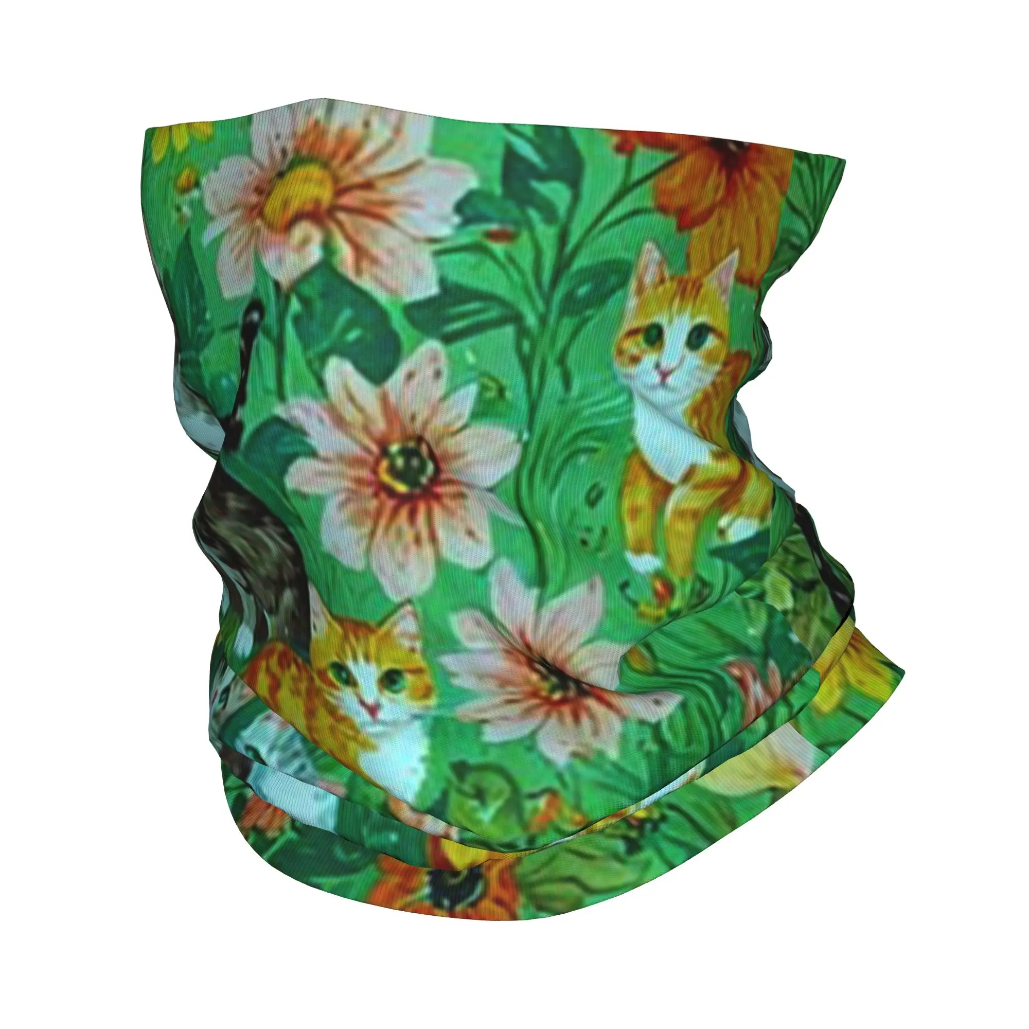

Floral Cats Bandana Neck Cover Printed Wrap Scarf Warm Headband Riding For Men Women Adult
