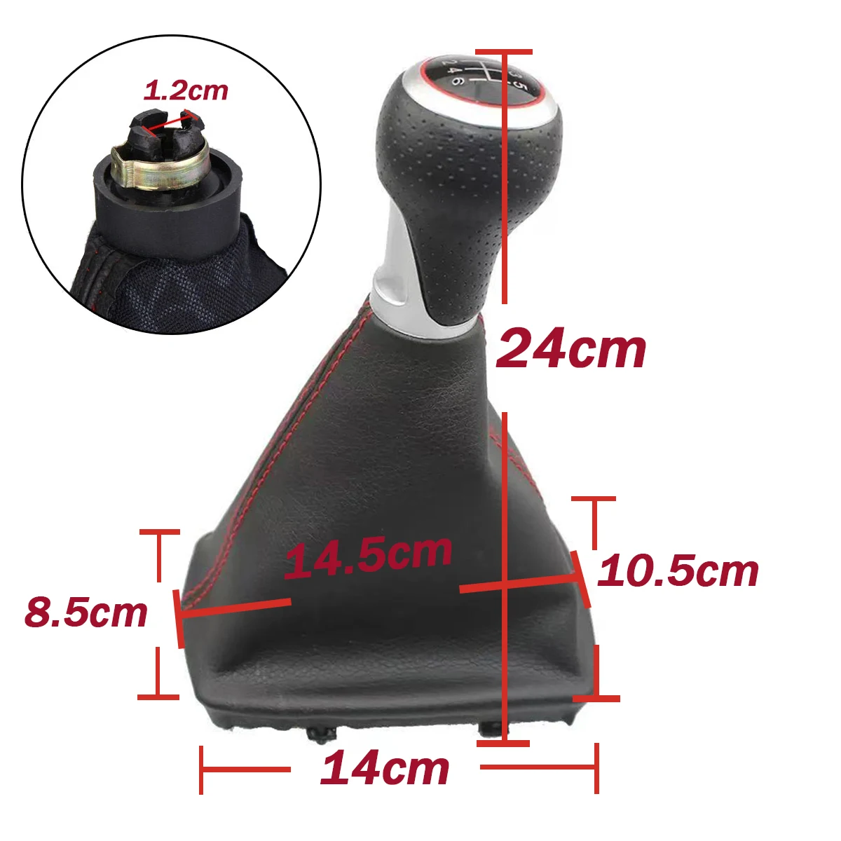For Audi A4 S4 B8 8K / A5 8T / Q5 8R S-Line (2007-2015) PU Leather 5/6 Speed Shift Knob 12mm Gear Handle