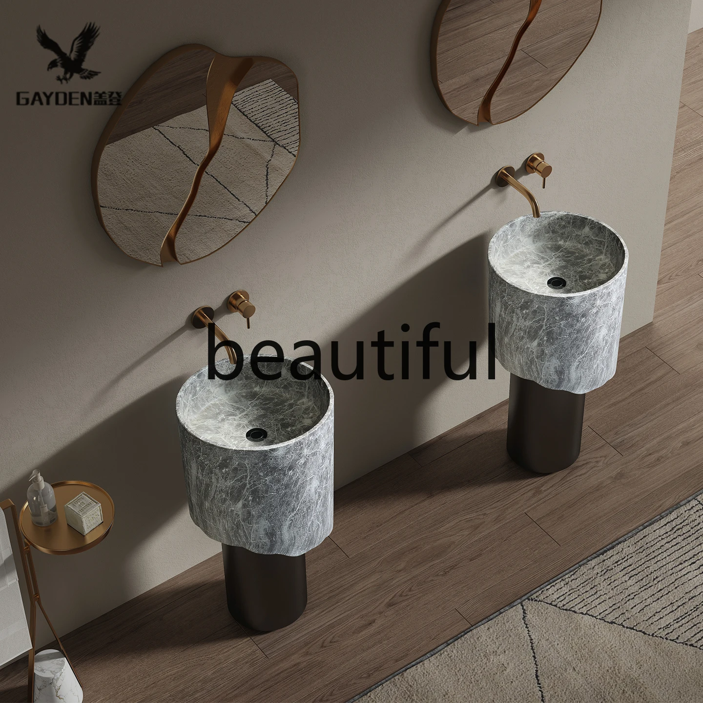 

Medieval style, round floor-to-ceiling hand-washing column basin, bathroom, toilet, hotel, bed and breakfast