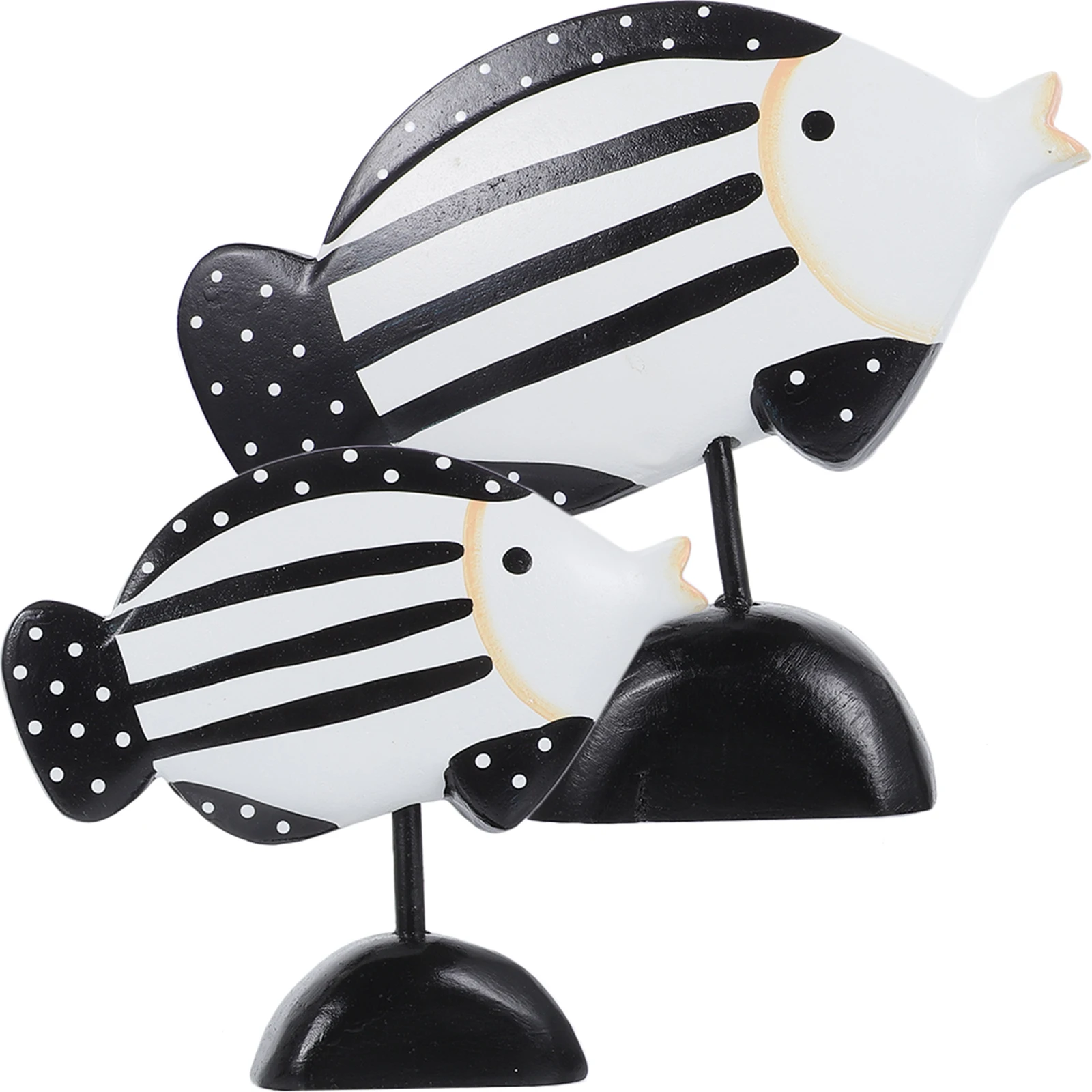 

2Pcs Wooden Fish Ornament Beautifully Painted Realistic Room Tabletop Decor Freshness Household Adornment
