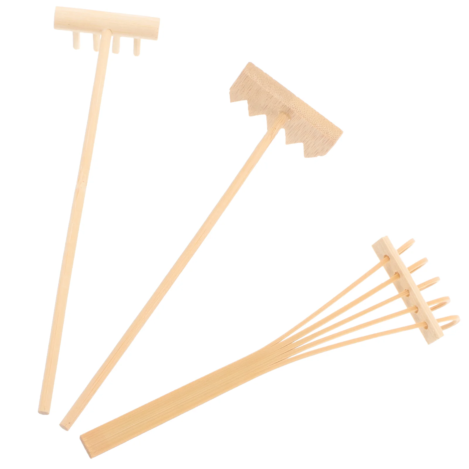 3 Pcs Rotary Tool Mini Rake Feng Shui Decor Zen Garden Sand Meditation Rakes Beige Tabletop Child