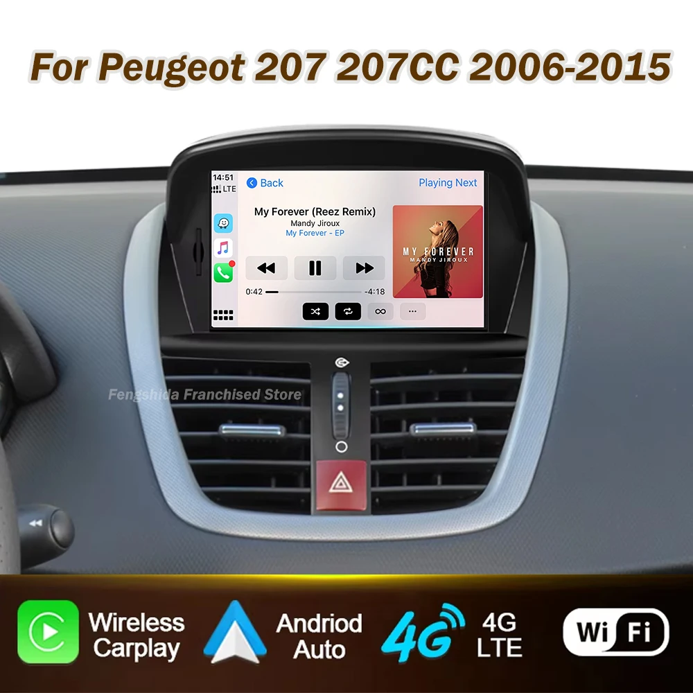 Autoradio for Peugeot 207 CC 207CC 2006-2015 Wireless CarPlay for Apple Android Auto Intelligent Screen Car Radio Multimedia DSP