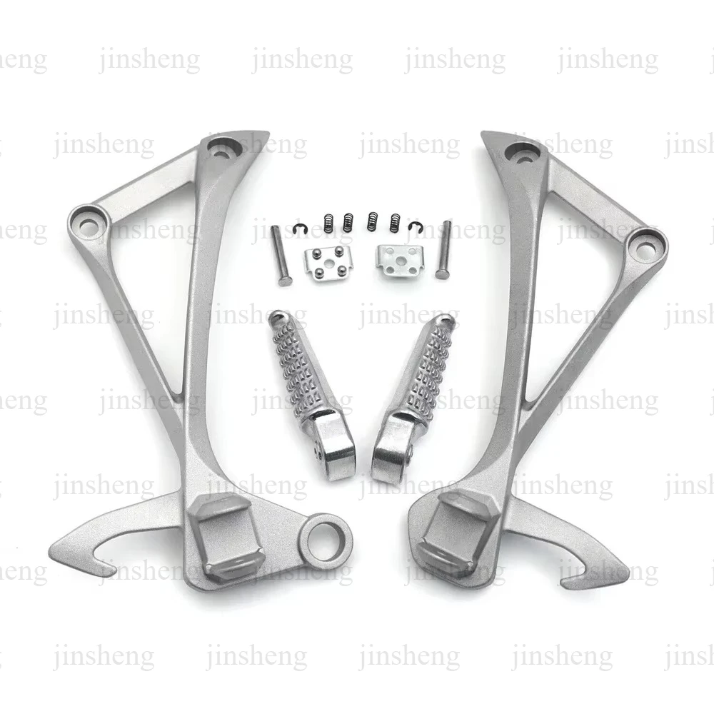 Aftermarket Motorcycle Parts Silver/Black Foot Pegs Footrest Bracket Rear for Kawasaki Ninja ZX10R 2011-2021 Passenger 3