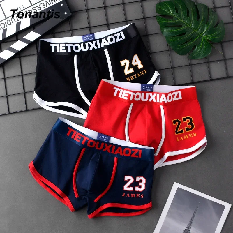 3Pcs/Set Man Boxers Trendy Cotton Men\'s Panties Personality Young Numbers Printing Comfortable Male Underwear Boy Men Underpants