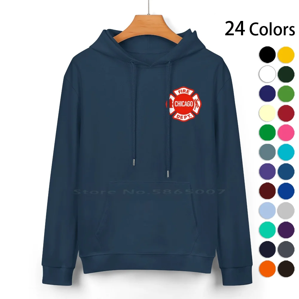 Chicago Fire Logo Cotton Hoodie Sweater 24 Colors Firefighting One Chicago Nbc Chicago Fire 100% Cotton Hooded Sweatshirt For