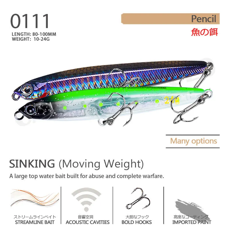 New Pencil Fishing Lure 10-24g Sinking Wobbler Hard Plastic Bait Accesorios De Pesca Leurre Brochet Artificial Saltwater Tackle