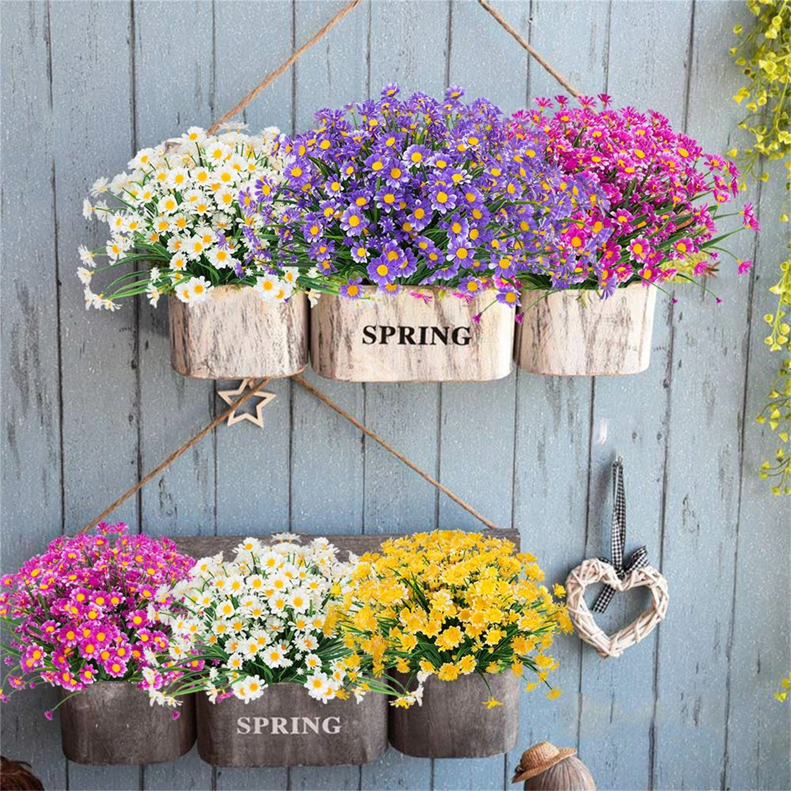 

Artificial Simulated Flower Multi Color Daisy Plastic Bouquet Decoration For Garden Window Door Non Fading Plastic Plants