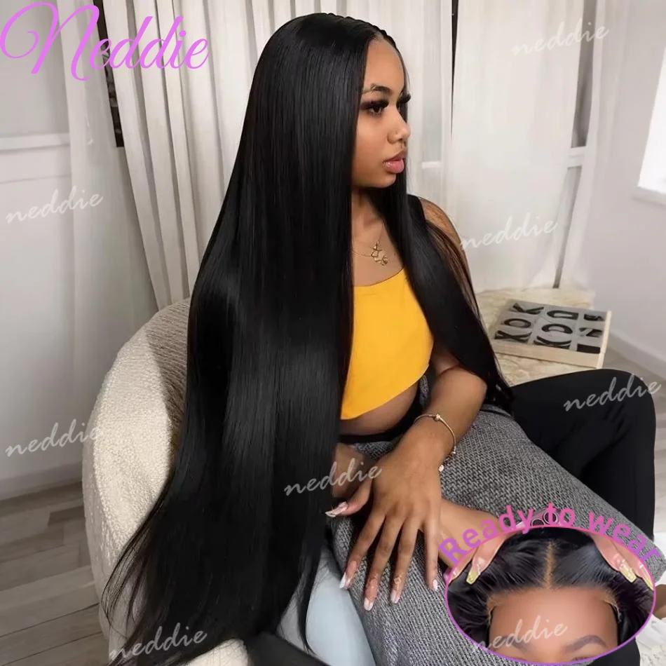 

Безклеевые парики с закрытием, идеально прямые, готовые к носке, 100% натуральные волосы, 4x4, предварительно выщипанные и обрезанные, парики 5x5, бразильские парики для женщин