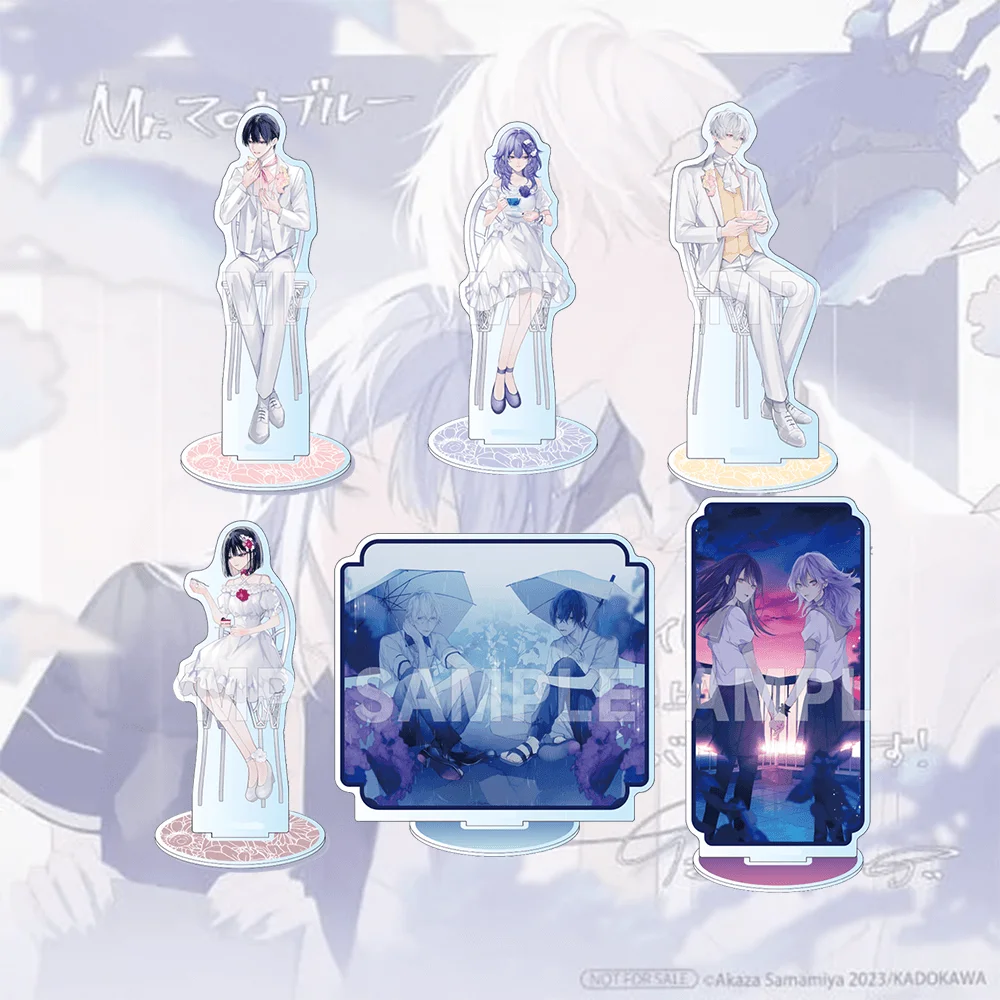 Llavero de acrílico Mr. Mallow Blue de 15 cm, figura de anime de chico guapo con traje de boda, accesorios Kawaii para Itabag, regalo para fans de manga