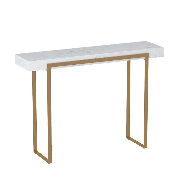 

Light luxury entrance table, modern simple new Chinese marble cabinet against the wall, stainless steel rack