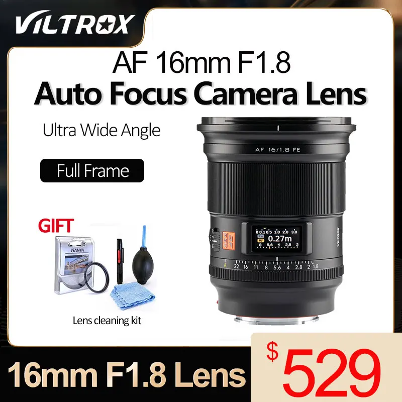 

VILTROX Auto Focus 16mm F1.8 Full Frame Camera Lens Large Aperture Ultra Wide Angle Lens For Sony E-mount A7C A7M4 Cameras