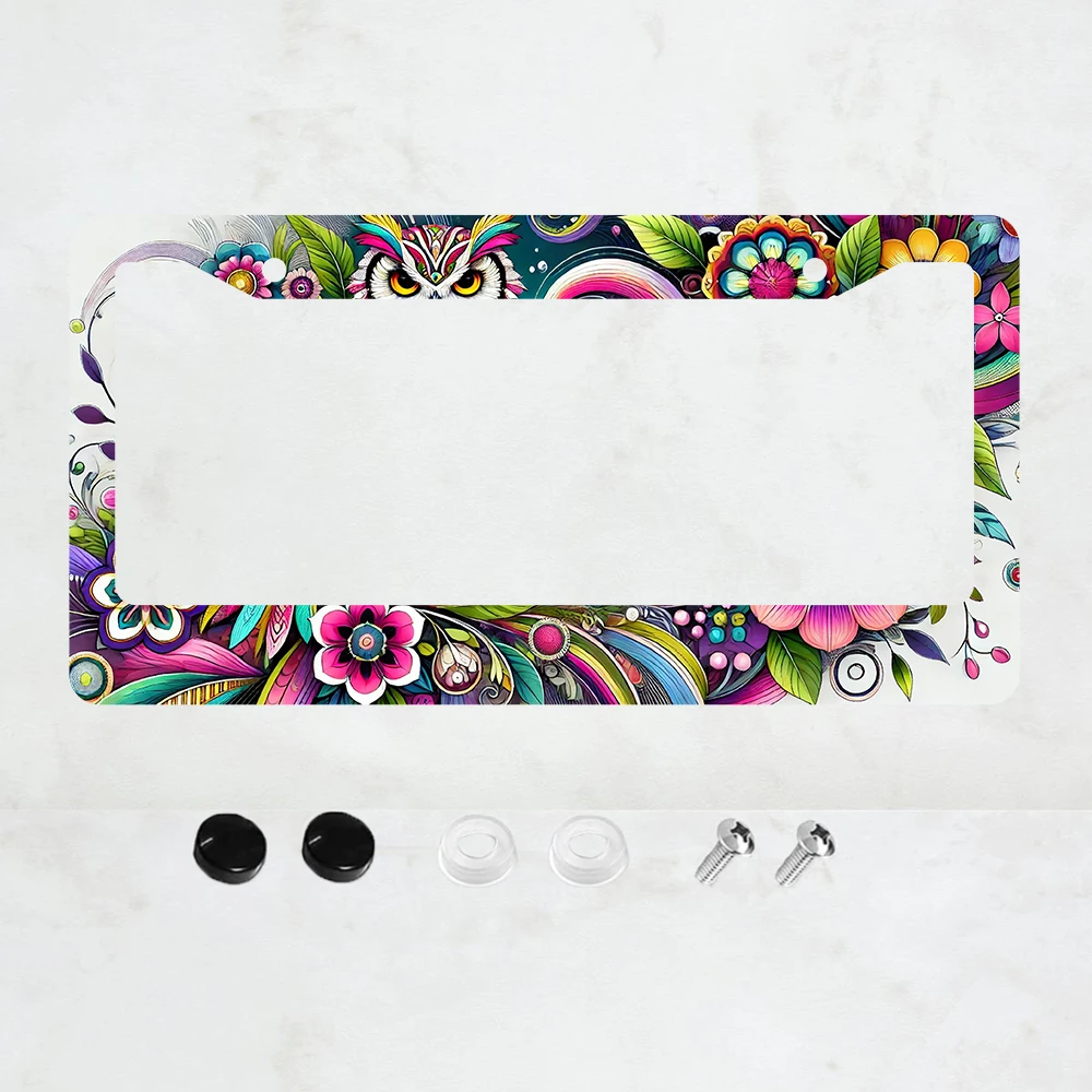 

причудливые совы на ветке дерева для украшения рамки номерного знака. Металлическая рамка номерного знака 6 x 12 дюймов (16 x 31 см)