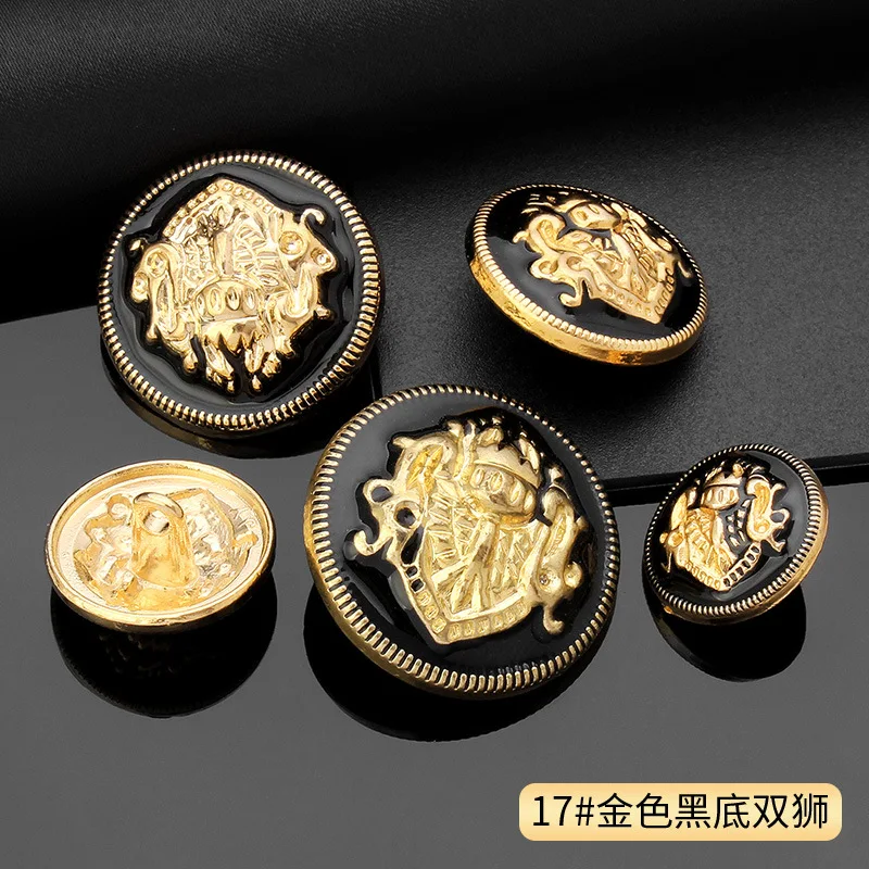 10pcs Vintage Metal Buttons High-end Suit Trench Coat Vintage Golden Round Coat Decorative Button Accessories