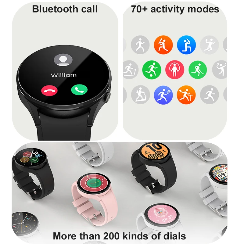 2024 New 1.43 Inch Smartwatch 6 AMOLED Display Watches120+ Sport Mode IP68 Waterproof Bluetooth Talk Smart Watch For Android IOS