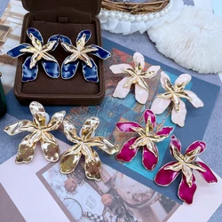 Exaggerate Flower Earrings Statement Jewelry Enamel Brincos Big Ear Accessories Party Gifts