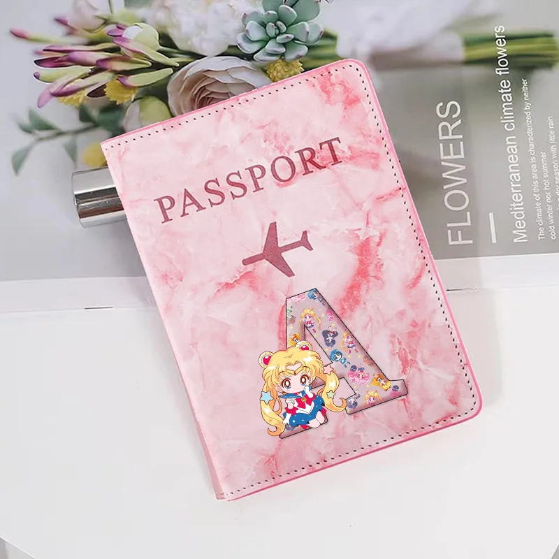 Sailor Moon PU Leather Ticket Holder Airplane Check-in Passport Holder PU Card Case Passport Protective Cover Travel Accessories