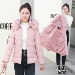 2023 New Winter Jacket Women Parka Fashion Long Coat Wool Liner Hooded Parkas Slim With Fur Collar Warm Snow Wear Padded Clothes