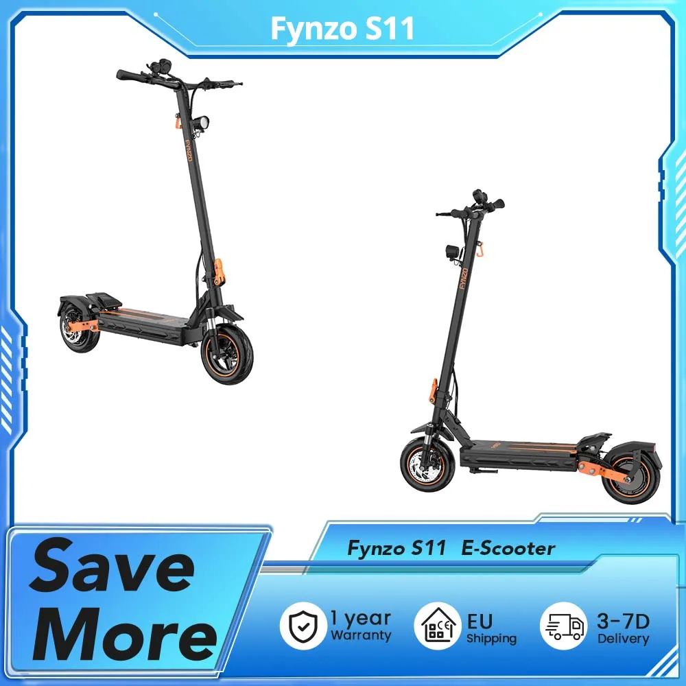 Trottinette électrique pliable Fynzo S11, pneus tubeless de 10 pouces, 1100W, 48V / 15,6Ah, vitesse maximale de 45 km/h, double suspension, autonomie de 60 km,